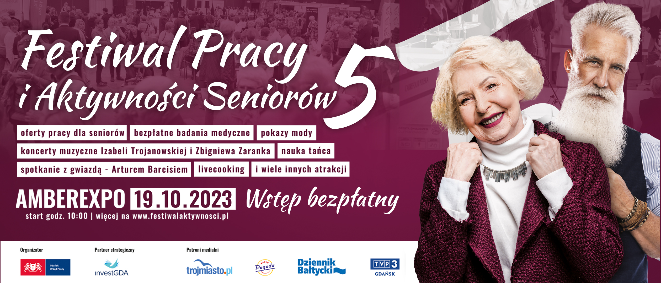 Baner promujący Festiwal Pracy i Aktywności Seniorów